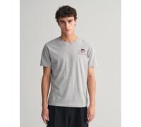 T-Shirt GANT "REG ARCHIVE SHIELD EMB SS T-SHIRT", Herren, Gr. XL, grau (grau melange), Jersey, Obermaterial: 100% Baumwolle, meliert, regular fit hüftlang, Rundhals, abgesteppte Kante, Shirts T-Shirt,