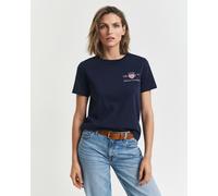 GANT Kurzarm-T-Shirt REG Archive Shield 4200277 Damen XL Evening Blue, 100% Baumwolle, Regular Fit