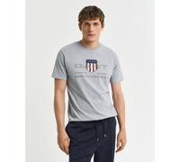 T-Shirt GANT "REG ARCHIVE SHIELD SS T-SHIRT", Herren, Gr. M, grau (grau melange), Obermaterial: 100% Baumwolle, regular fit hüftlang, Rundhals, abgesteppte Kante, Shirts T-Shirt, mit Logodruck auf der