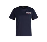 T-Shirt GANT "REG GRAPHIC SS T-SHIRT", Damen, Gr. M, blau (evening blau), Single Jersey, Obermaterial: 100% Baumwolle, regular fit, Rundhals, Shirts T-Shirt, regular fit, Print auf der Brust (83535756