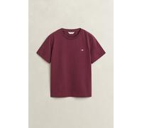 T-Shirt GANT "REG SHIELD KA T-SHIRT", Damen, Gr. S, rot (schwarzened wine), Jersey, Obermaterial: 100% Baumwolle, normal hüftlang, Rundhals, abgesteppt, Shirts T-Shirt, mit einer kleinen aufgestickten