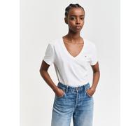 GANT Damen REG Shield SS V-Neck T-Shirt, White, 3XL