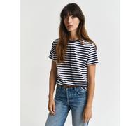 GANT Damen REG Striped Shield SS T-Shirt, Evening Blue, Large