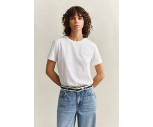 T-Shirt GANT "REG TONAL SHIELD SS T-SHIRT", Damen, Gr. 3XL, weiß, Single Jersey, Obermaterial: 100% Baumwolle, regular fit, Rundhals, Shirts T-Shirt, Rundhals, Ton in Ton Stickerei (76031501-XXXL) wei