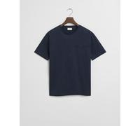 T-Shirt GANT "REG TONAL SHIELD SS T-SHIRT", Herren, Gr. 5XL, blau (evening blau), Jersey, Obermaterial: 100% Baumwolle, regular fit, Rundhals, Shirts T-Shirt, Stickerei, Rundhals, regular fit (2096040