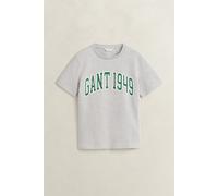 T-Shirt GANT "REGULAR GRAPHIC", Damen, Gr. L, grau (light grau melange), Single Jersey, Obermaterial: 100% Baumwolle, regular fit, Rundhals, Shirts T-Shirt, regular fit, Single Jersey (85491348-L) lig
