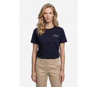T-Shirt GANT "REGULAR GRAPHIC PRINT", Damen, Gr. S, evening blau, Single Jersey, Obermaterial: 100% Baumwolle, unifarben, regular fit taillenbedeckt, Rundhals, eingesetzt abgesteppte Kante, Shirts T-S