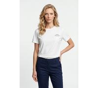 T-Shirt GANT "REGULAR GRAPHIC PRINT", Damen, Gr. S, weiß, Single Jersey, Obermaterial: 100% Baumwolle, unifarben, regular fit taillenbedeckt, Rundhals, eingesetzt abgesteppte Kante, Shirts T-Shirt, Re