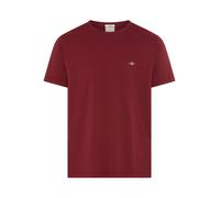T-Shirt GANT "SLIM SHIELD SS T-SHIRT", Herren, Gr. 3XL, rot (plumped rot), Jersey, Obermaterial: 100% Baumwolle, slim fit hüftlang, Rundhals, abgesteppte Kante, Shirts T-Shirt, mit Logostickerei auf d