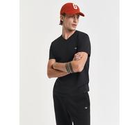 GANT Herren T‑Shirt Shield V‑Ausschnitt Kurzarm Slim Fit 100% Baumwolle Schwarz M