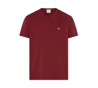 T-Shirt GANT "SLIM SHIELD V-NECK T-SHIRT", Herren, Gr. XL, plumped rot, Jersey, Obermaterial: 100% Baumwolle, Basic, slim fit hüftbedeckend, V-Ausschnitt, abgesteppte Kante, Shirts T-Shirt, mit einer