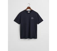 T-Shirt GANT "SMALL GRAPHIC SS T-SHIRT", Herren, Gr. S, blau (evening blau), Jersey, Obermaterial: 100% Baumwolle, regular fit, Rundhals, Shirts T-Shirt (32743450-S)
