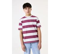 T-Shirt GARCIA, Jungen, Gr. 176, weiß (sanftes weiß), Jersey, Obermaterial: 100% Baumwolle, gestreift, regular fit taillenbedeckt, Rundhals, gerader Abschluss, Shirts T-Shirt, mit Streifen Muster (676