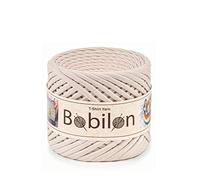 T-Shirt Garn Fettuccini Zpagetti Ball 3-5mm T-Shirtgarn zum Häkeln Stricken, Maske Ohrbinden, T Garn Bio-Baumwolle, Makramee T-Garn, Jersey Garn - Elfenbein