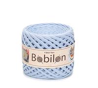 T-Shirt Garn Fettuccini Zpagetti Ball 3-5mm T-Shirtgarn zum Häkeln Stricken, Maske Ohrbinden, T Garn Bio-Baumwolle, Makramee T-Garn, Jersey Garn - Himmelblau