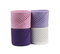 T-Shirt Garn Kit mit 4 Baumwollknäueln (218 Yards insgesamt) - Textilgarn zum Häkeln, Stricken, Makramee - weiches Jerseyband - Napoli Set