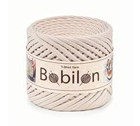 T-Shirt Garn zum Häkeln, Strickgarn Stofftuch, T-Shirt Garn 110 Yards für Makramee, Hand DIY Tasche Korb Kissen Projekte 5-7mm Elfenbein