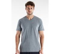 T-Shirt GÖTZBURG, Jungen, Gr. 50, grau (grau, mittel, uni), Single Jersey, Obermaterial: 100% Baumwolle, regular fit hüftbedeckend, V-Ausschnitt, Shirts T-Shirt, V-Ausschnitt, Single-Jersey Qualität,