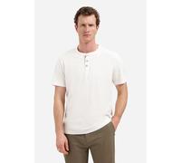 No Excess Regular Fit T-Shirt Henleykragen beige, Einfarbig