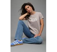 T-Shirt H.I.S, Damen, Gr. 40/42, grau, Single Jersey, Obermaterial: 100% Baumwolle, bedruckt, figurumspielend, Rundhals, Shirts T-Shirt, bedruckt, für die Freizeit, aus Baumwolle (25980421-40) grau