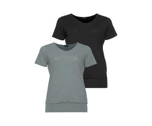 T-Shirt H.I.S, Damen, Gr. 52/54, grün (schwarz, petrol, geringelt), Single Jersey, Obermaterial: 87% Polyester, 13% Elasthan, figurumspielend hüftbedeckend, Shirts T-Shirt, Kurzarm, figurumspielende P