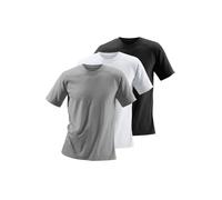 T-Shirt H.I.S, Damen, Gr. 6/L, schwarz-weiß (grau, meliert, weiß, schwarz), Jersey, Obermaterial: 100% Baumwolle, unifarben, Basic, bequem normal, Rundhals, abgesteppte Kante, Shirts T-Shirt, aus Baum