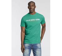 T-Shirt H.I.S, Damen, Gr. S (44/46), grün, Single Jersey, Obermaterial: 100% Baumwolle, bedruckt, schmal, Rundhals, gerader Abschluss, Shirts T-Shirt, Mit großem Frontprint (49019820-S) grün