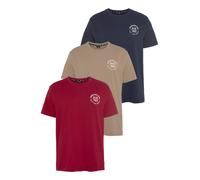 T-Shirt H.I.S, Herren, Gr. 5XL (72/74), rot, navy, bei, Single Jersey, Obermaterial: 100% Baumwolle, bedruckt, slim fit, Rundhals, gerader Abschluss, Shirts T-Shirt, schmal geschnitten, bedrucktes Des