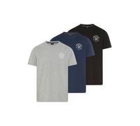 T-Shirt H.I.S, Herren, Gr. L (52/54), schw, blau, mittelgrau melange, Single Jersey, Obermaterial: 100% Baumwolle. Obermaterial Melange: 85% Baumwolle, 15% Viskose, bedruckt, unifarben, schmal, Rundha