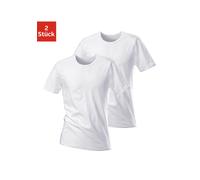 T-Shirt H.I.S, Herren, Gr. XXL, weiß, Jersey, Obermaterial: 95% Baumwolle, 5% Elasthan, unifarben, Basic, bequem, Rundhals, abgesteppte Kante, Shirts T-Shirt, mit Rundhalsausschnitt perfekt als Unterz