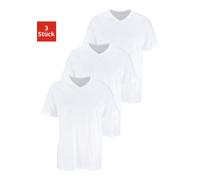 T-Shirt H.I.S "mit V-Ausschnitt, V-neck, Unterziehshirt", Herren, Gr. 5/M, weiß, Single Jersey, Obermaterial: 100% Baumwolle, unifarben, Basic, regular fit normal, V-Ausschnitt, abgesteppte Kante, Shi