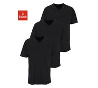 T-Shirt H.I.S "mit V-Ausschnitt, V-neck, Unterziehshirt", Herren, Gr. 8/XXL, schwarz, Single Jersey, Obermaterial: 100% Baumwolle, unifarben, Basic, regular fit normal, V-Ausschnitt, abgesteppte Kante