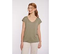 T-Shirt HAILY’S "SS M TP Pi44per", Damen, Gr. L, grün (khaki), Jersey, Obermaterial: 65% Modal, 35% Polyester, unifarben, normal normal, V-Ausschnitt, Shirts T-Shirt (99286828-L) khaki