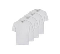 hajo Herren T-Shirt, 4er Pack - Basic, Kurzarm, V-Ausschnitt, Baumwolle, uni Weiß S