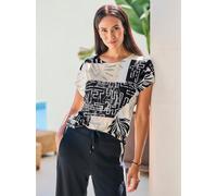 Kurzarmshirt sand-schwarz-bedruckt 38