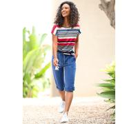 T-Shirt HEINE "Ringelshirt", Damen, Gr. 46, sesam, rot, geringelt, 95% Viskose, 5% Elasthan, bedruckt, gemustert, gestreift, mehrfarbig, Rundhals, Shirts T-Shirt (51929200-46) sesam, rot, geringelt