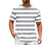 t Shirt Herren 4XL, Ringelshirt Herren Rot-Weiss Karneval Breit Gestreiftes T Shirt - Basic Kurzarm Sweatshirt Sommershirt Oberteile Top Streifenshirt Karneval faschingskostüme