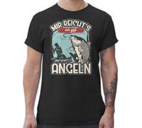 T-Shirt Herren - Angler Geschenke & Zubehör - Mir reicht's ich GEH Angeln - M - Schwarz - Shirt angelshirts Angel gehe Tshirt angelbekleidung Fischerei für männer angelshirt fischen Shirts