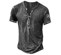 T Shirt Herren Atmungsaktiv Casual Shirt Motiv Workout Kurzarmshirt Shirts Print Kurzarm-Shirt Sommer Shirts Outdoor Henley T-Shirt Sportshirts Vintage Sommershirt Laufendes Shirt（4XL，Dunkelgrau）
