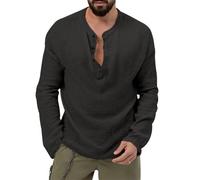 T-Shirt Herren Casual Mode T-Shirt Herren Jugend Klassisch Trend Longsleeve Tops Herren Slim Fit Leichte Komfortabel Longsleeve T-Shirt Herren M-Black 3XL