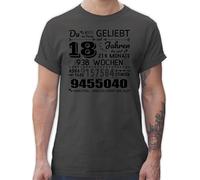 T-Shirt Herren - Endlich 18 - Du wirst von Herzen geliebt | 18. Geburtstag | Besondere Geburtstagsgeschenke für die Volljährigkeit | 18ter Geschenke für Jungen und Mädchen - XL - Dunkelgrau