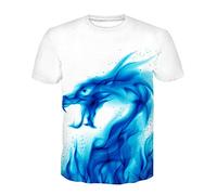 T Shirt Herren Farbe 3D Flamme Drucken, Treer Unisex Sommer T-Shirt Casual Rundhals Kurzarm Shirt Tops Männer Beiläufige Hemden Sport Tops Blusen Lustige S-6XL (Weiße Flamme,M)