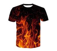 T Shirt Herren Farbe 3D Flamme Drucken, Treer Unisex Sommer T-Shirt Casual Rundhals Kurzarm Shirt Tops Männer Beiläufige Hemden Sport Tops Blusen Lustige S-6XL (Rote Flamme,M)