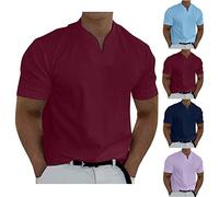 T Shirt Herren Gentlemans Business Kurzarm Fitness Tee Tops Herren-Blusen für die Arbeit Männer Lässig Einfarbig Kurzärmlig V-Ausschnitt T-Shirt-Oberteil