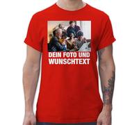 T-Shirt Herren - Geschenk mit Bild I eigenem Foto I Name I eigener Text I Wunschtext - 5XL - Rot - selbst bedrucktes Tshirt Vatertagsgeschenk t Shirt selber gestalten DIY Coole-Fun-t-Shirts +