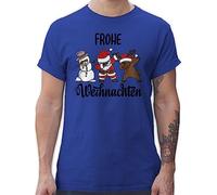 T-Shirt Herren - Geschenke Christmas Bekleidung - Dabbing Frohe Weihnachten I Schneemann I Weihnachtsmann I Elch I Rentier I Weihnachtsmotiv - XXL - Royalblau - weihnachtstschirt weihnachtsshirt