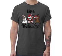 T-Shirt Herren - Geschenke Christmas Bekleidung - Dabbing Frohe Weihnachten I Schneemann I Weihnachtsmann I Elch I Rentier I Weihnachtsmotiv - XXL - Dunkelgrau - weihnachtstschirt weihnachtsshirt