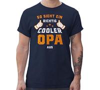 T-Shirt Herren - Geschenke - So Sieht EIN richtig Cooler Opa aus Orange - 3XL - Navy Blau - sprüche Tshirt opi Geschenk batertag EIN. Shirt Grandfather Fater Tag Shirts für opas Tshirts Mann