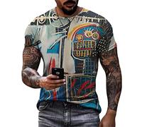 T-Shirt Herren Graffiti 3D Drucken Mode Kurzarm Herren Sommer Persönlichkeit Rundhals Laufshirt Herren Trend Hip Hop Das Neue Streetwear Herren ZLM212 L