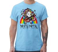 T-Shirt Herren - Heavy Musik Hard Rock - Death Metal Einhorn - Unicorn - L - Hellblau - Tshirt Metalhead Band Shirts männer Fans Shirt Tshirts tichert tishrtt t-Shirts tischert Herren-Shirt